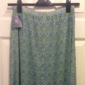 NWT Tanner Doncaster Long Blue/Green Print Pull On Skirt size 6